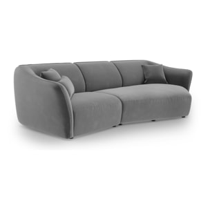 Canapé d'angle droit modulable "Tokyo" 5 places en velours gris clair