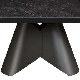 Table à manger extensible Tomasucci KAJA LARGE BLACK MARBLE - GREY, céramique effet marbre noir mat et métal gris mat, 200 à 300 cm