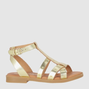 Sandalias de Piel - Oro - Tacón: Bajo