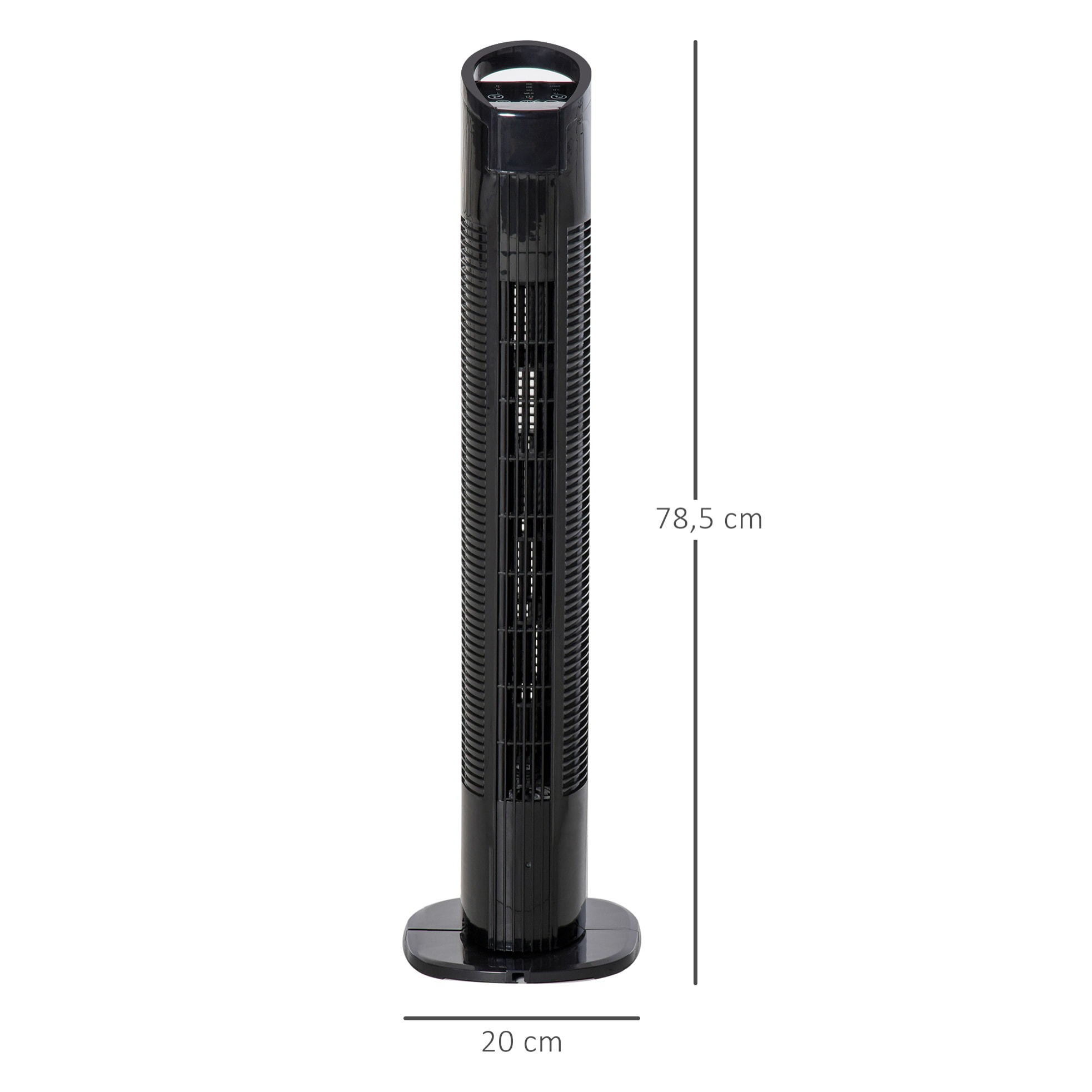 Ventilador de Torre Ventilador Vertical 50W con Mando a Distancia 3 Velocidades Pantalla LED Temporizador 7,5h y Oscilante 70° Ø20x78,5 cm