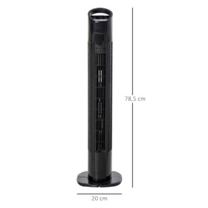 Ventilador de Torre Ventilador Vertical 50W con Mando a Distancia 3 Velocidades Pantalla LED Temporizador 7,5h y Oscilante 70° Ø20x78,5 cm