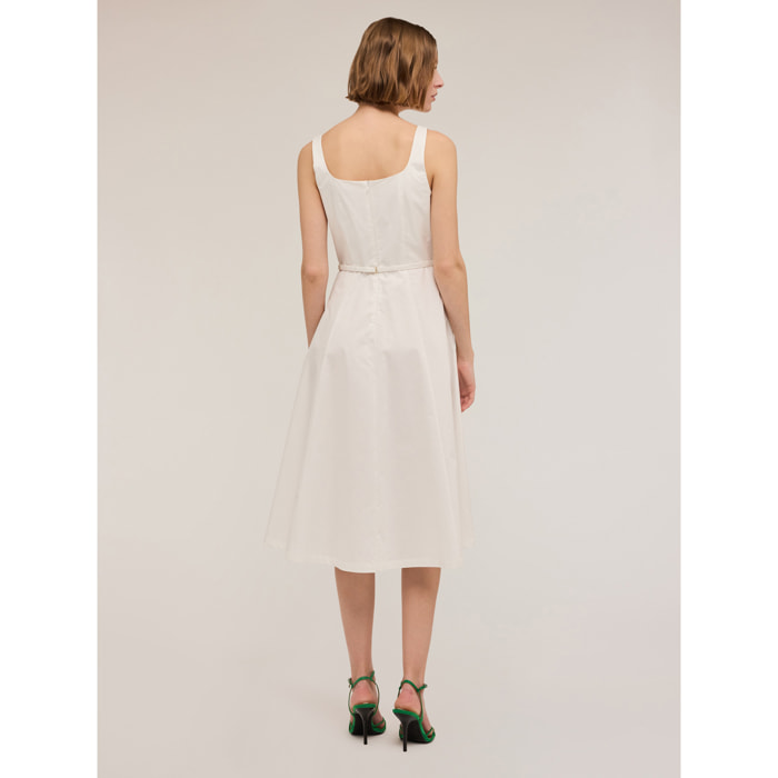 Motivi - Vestido midi de popelina - Blanco