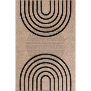 PALMA - Tapis aspect jute à motif arc en relief - Noir