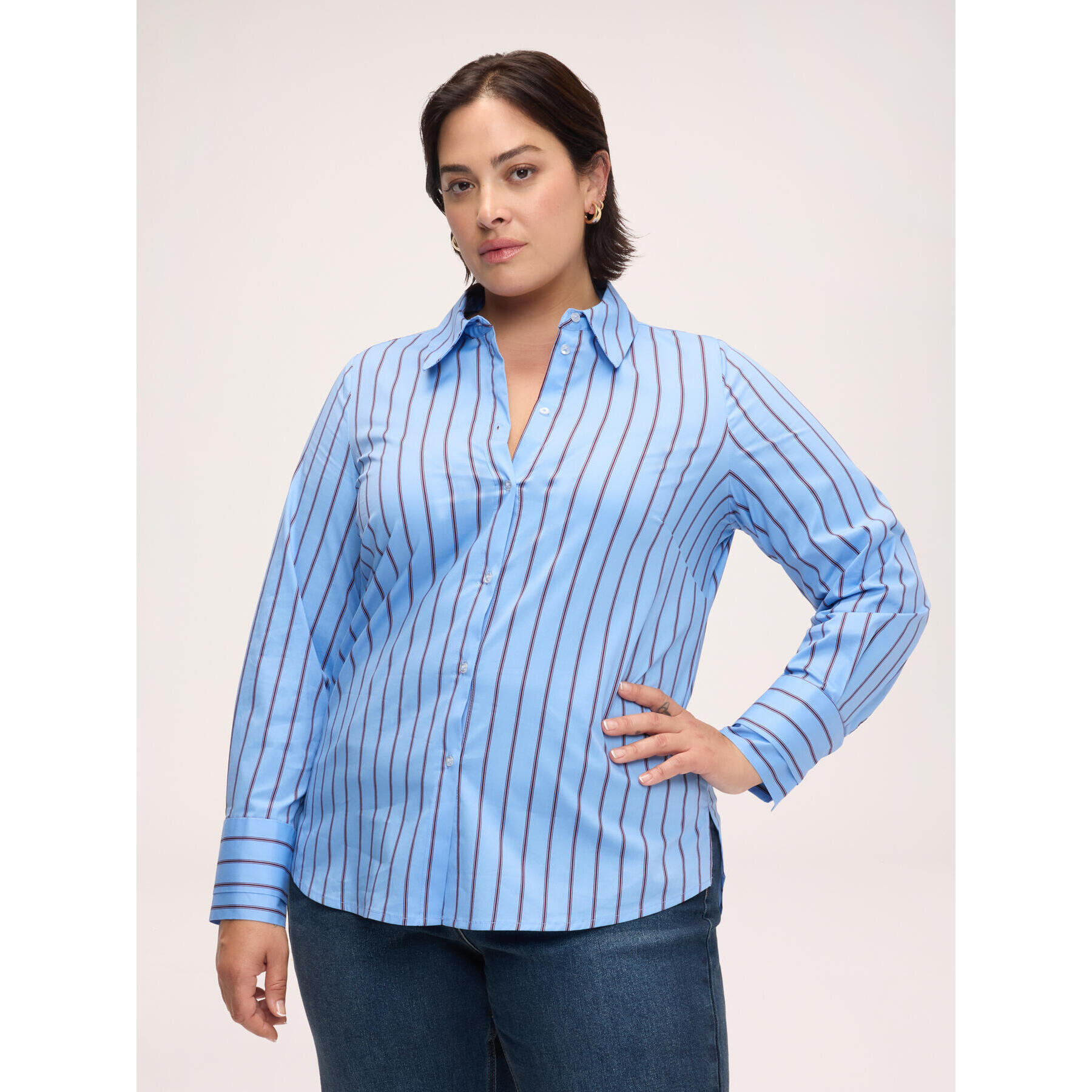 Fiorella Rubino - Camicia a righe in cotone stretch - Azzurro