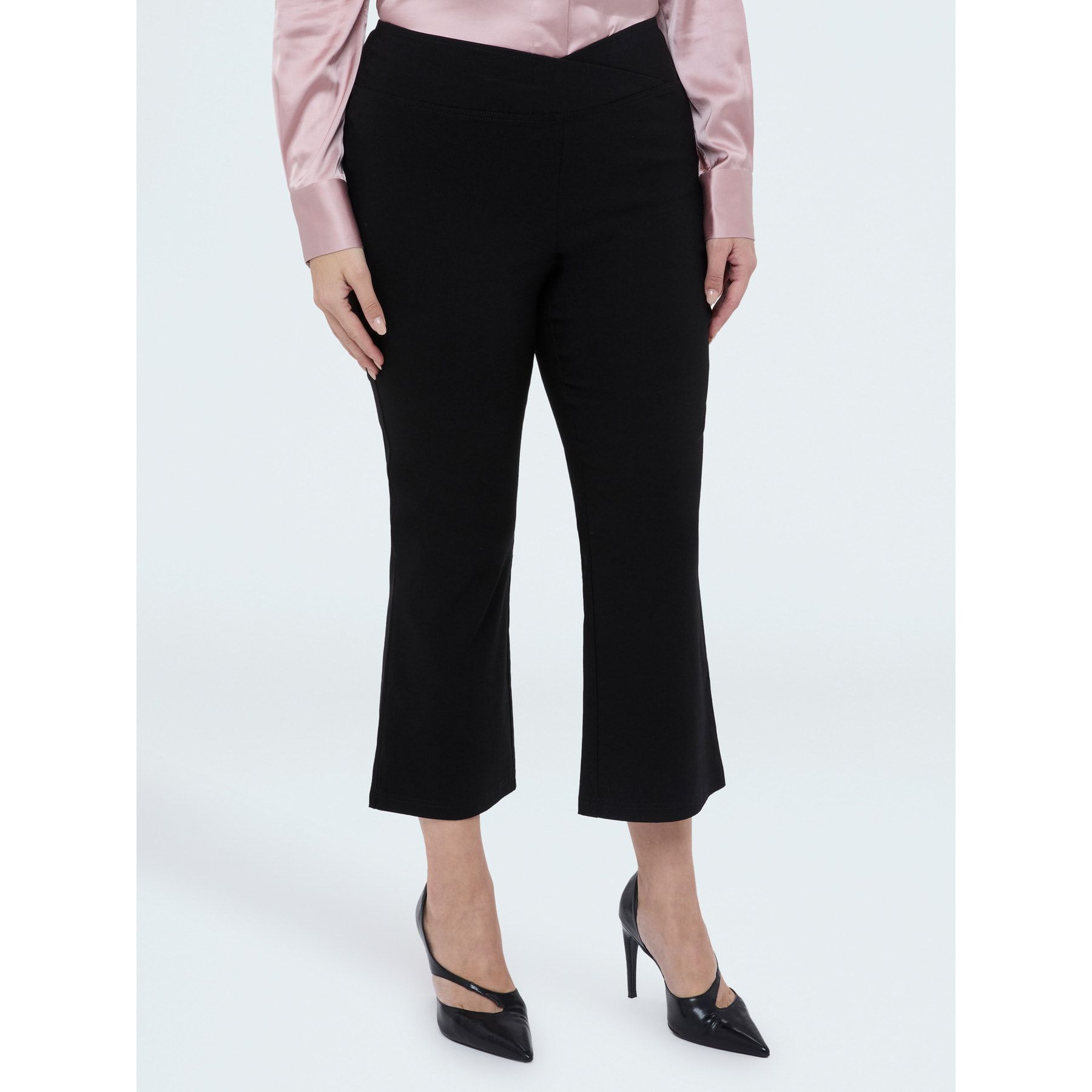 Fiorella Rubino - Pantalones Kick Flare cintura elástica asimétrica - Negro