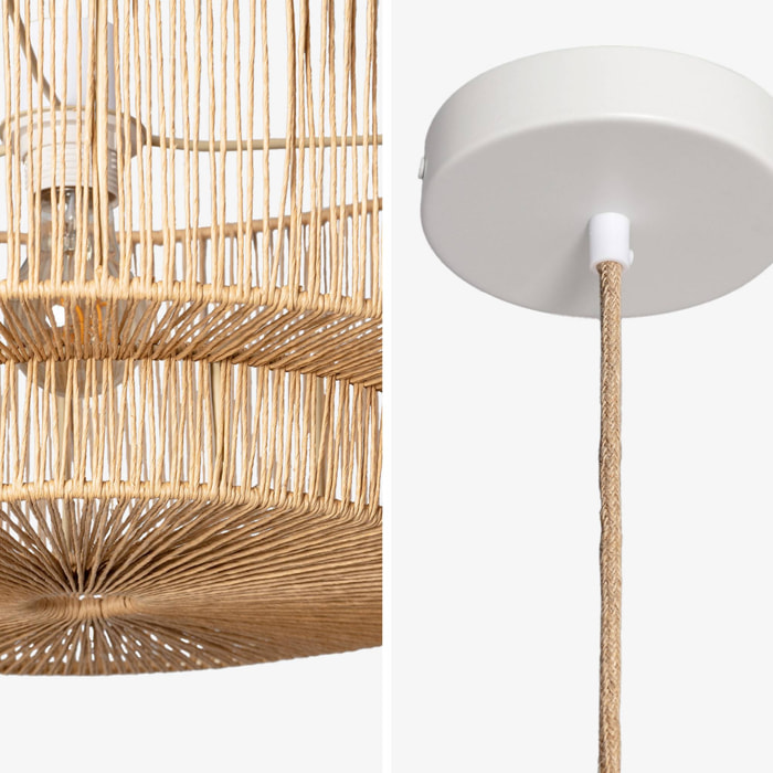 Suspension luminaire effet rotin Coline naturel Ø 50cm