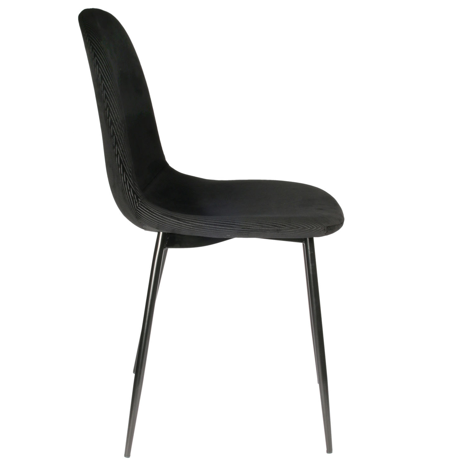 Chaise Velours Cotele Giulia Noir - Lot De 4
