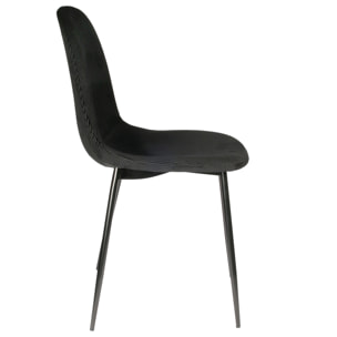 Chaise Velours Cotele Giulia Noir - Lot De 4