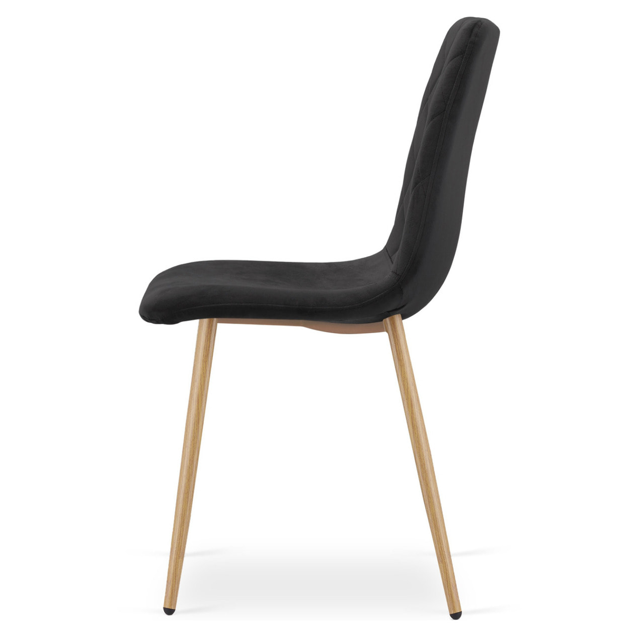 Sedia Turin in velluto nero con gambe effetto rovere