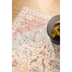 OTTOMAN - Tapis à poils courts doux à motif vintage multicolore