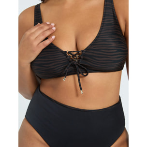 Fiorella Rubino - Bikini zebrato con allacciatura frontale - Marrone