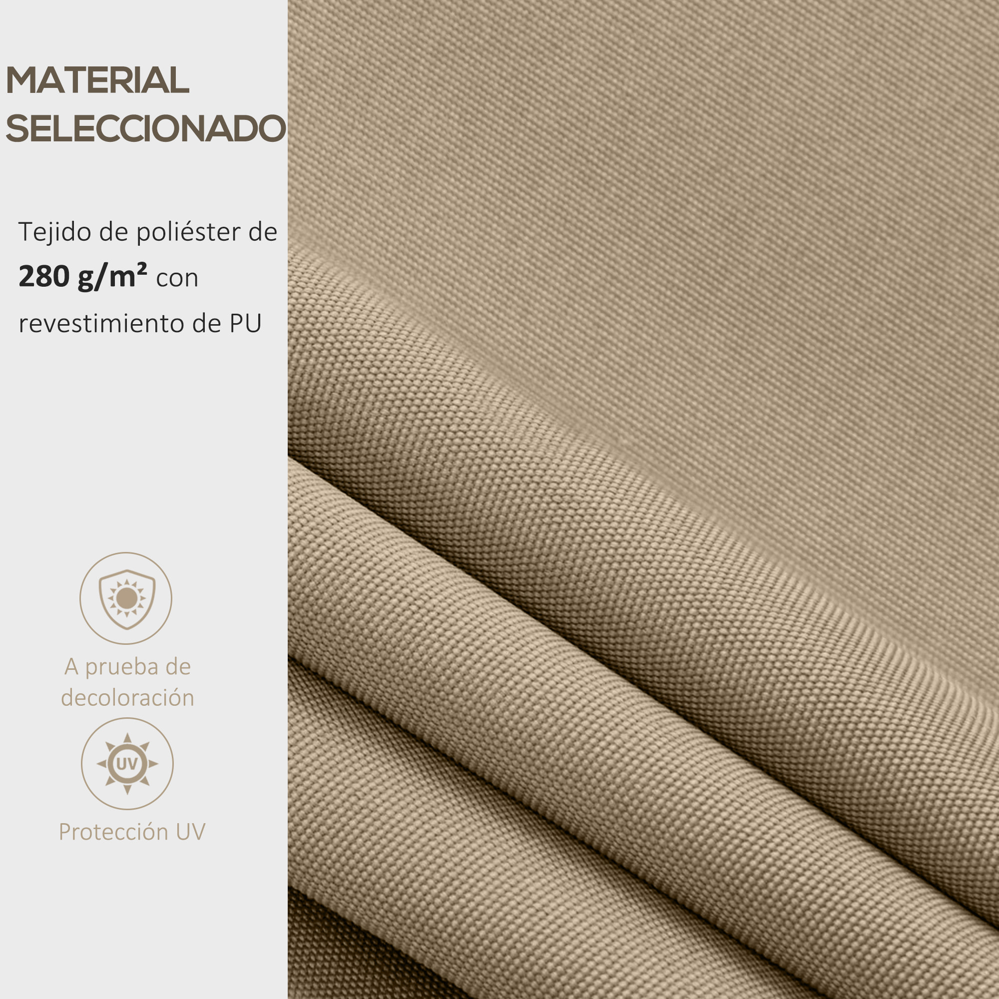 Techo de Repuesto para Toldo, 382x240 cm, Lona para Toldo con Dobladillo, Protección UV, Impermeable, Tela de Repuesto para Patio, Terraza, Jardín, Balcón, Beige