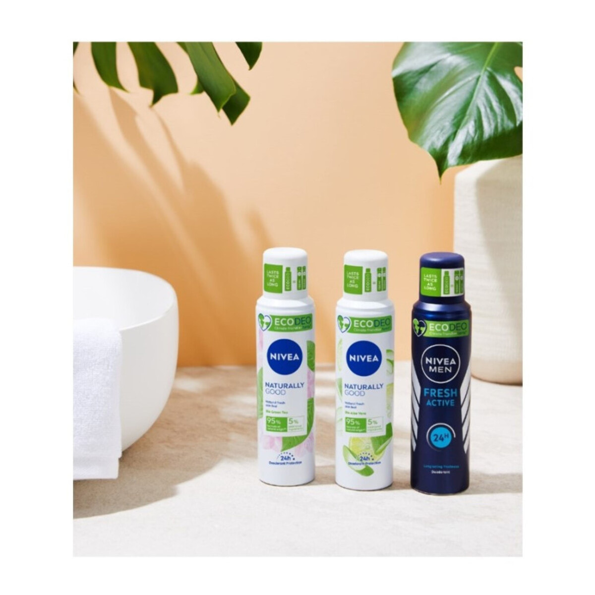 Pack de 3 - NIVEA - Déodorant ECODEO Femme NIVEA Aloe Vera BIO Naturally Good 125ml