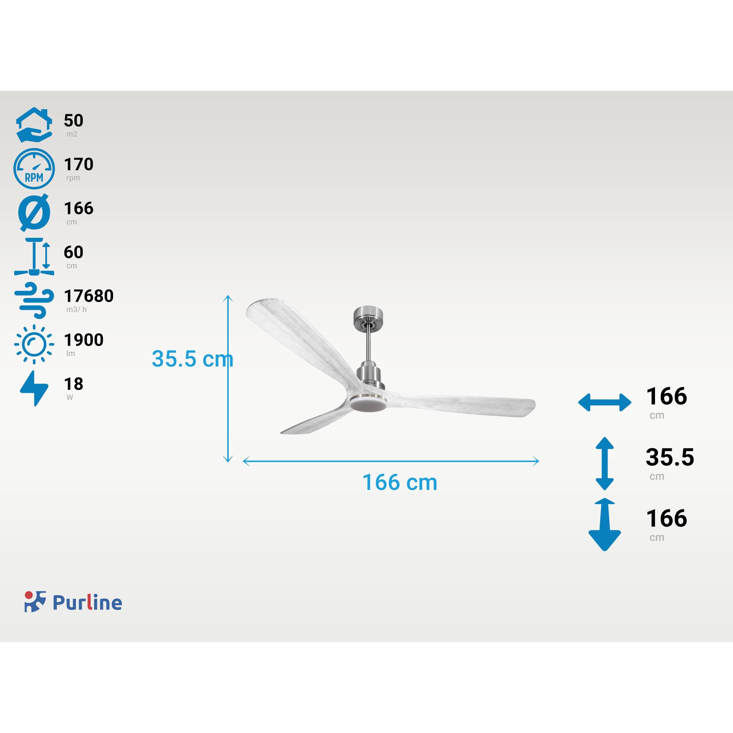 Ventilateur de plafond Réversible  Thermostat Dimmable Wifi Moteur à courant continu Toits en pente Télécommande Lumière à trois tons Hypersilence Mémoire