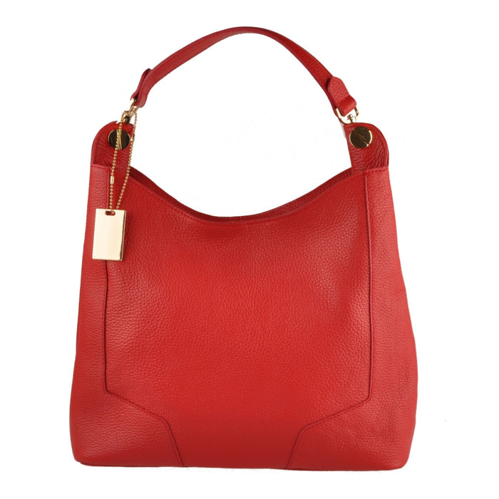 Borse Donna colore Rosso-in pelle Made in Italy L35 cm X W26 cm X H11 cm