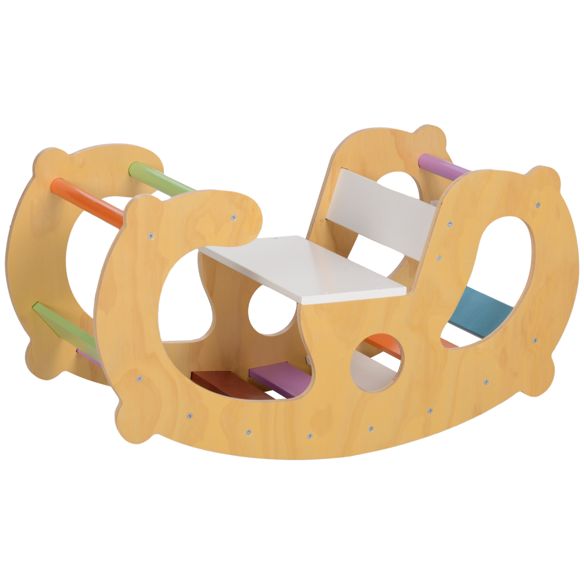 Arche d'escalade enfant jouet à bascule 2 en 1 bois pin naturel multicolore