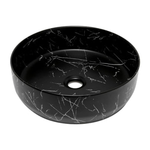 Vasque à poser ronde diamètre 39 cm - effet marbre noir mat - sans trop-plein - SAT Infinitio