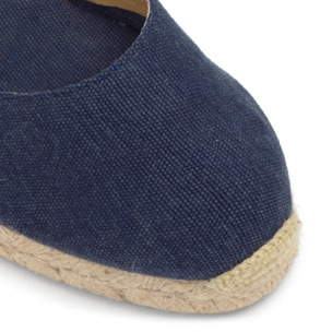 Alpargata de cuña 3 cm en lona de algodón con pulsera y hebilla