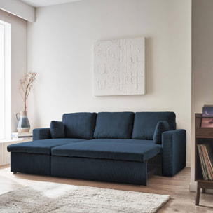 Canapé d'angle convertible réversible 3 places velours côtelé IDA