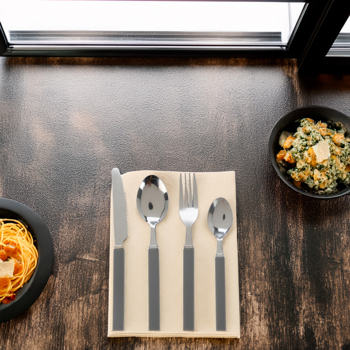 Well home juego de 17 cubiertos en soporte - acero inoxidable con mango de pp