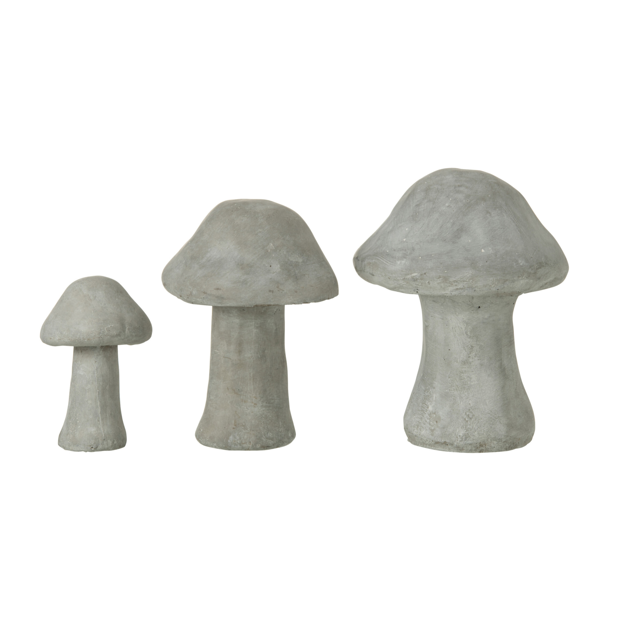 J-Line Set 3 Figurines Champignons Ciment Gris