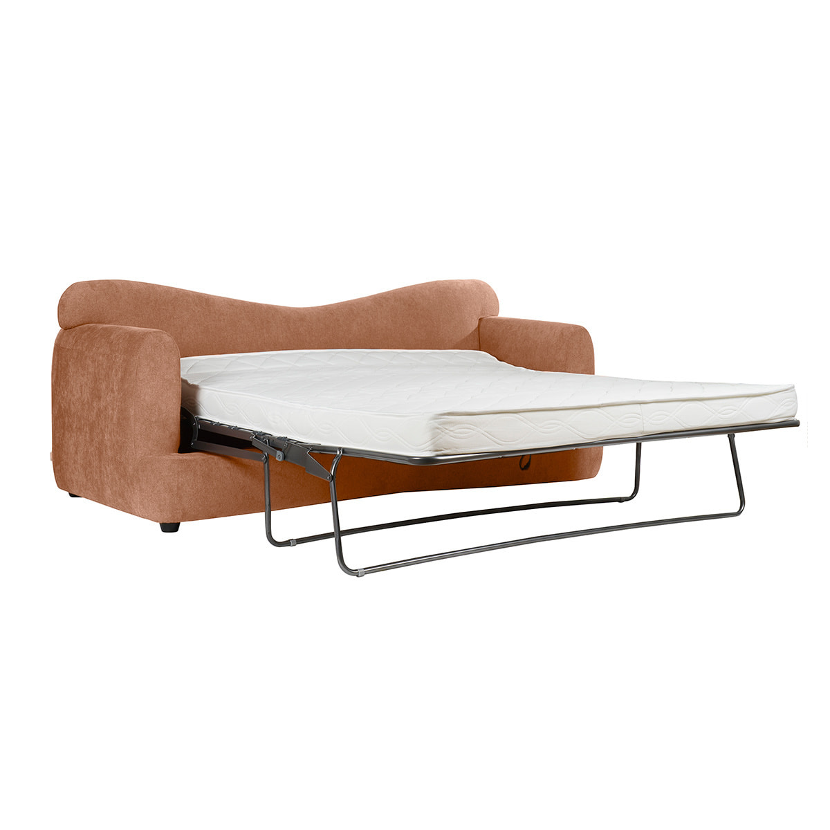 Canapé convertible déhoussable 3-4 places design haricot en tissu effet velours terre brûlée SACHA