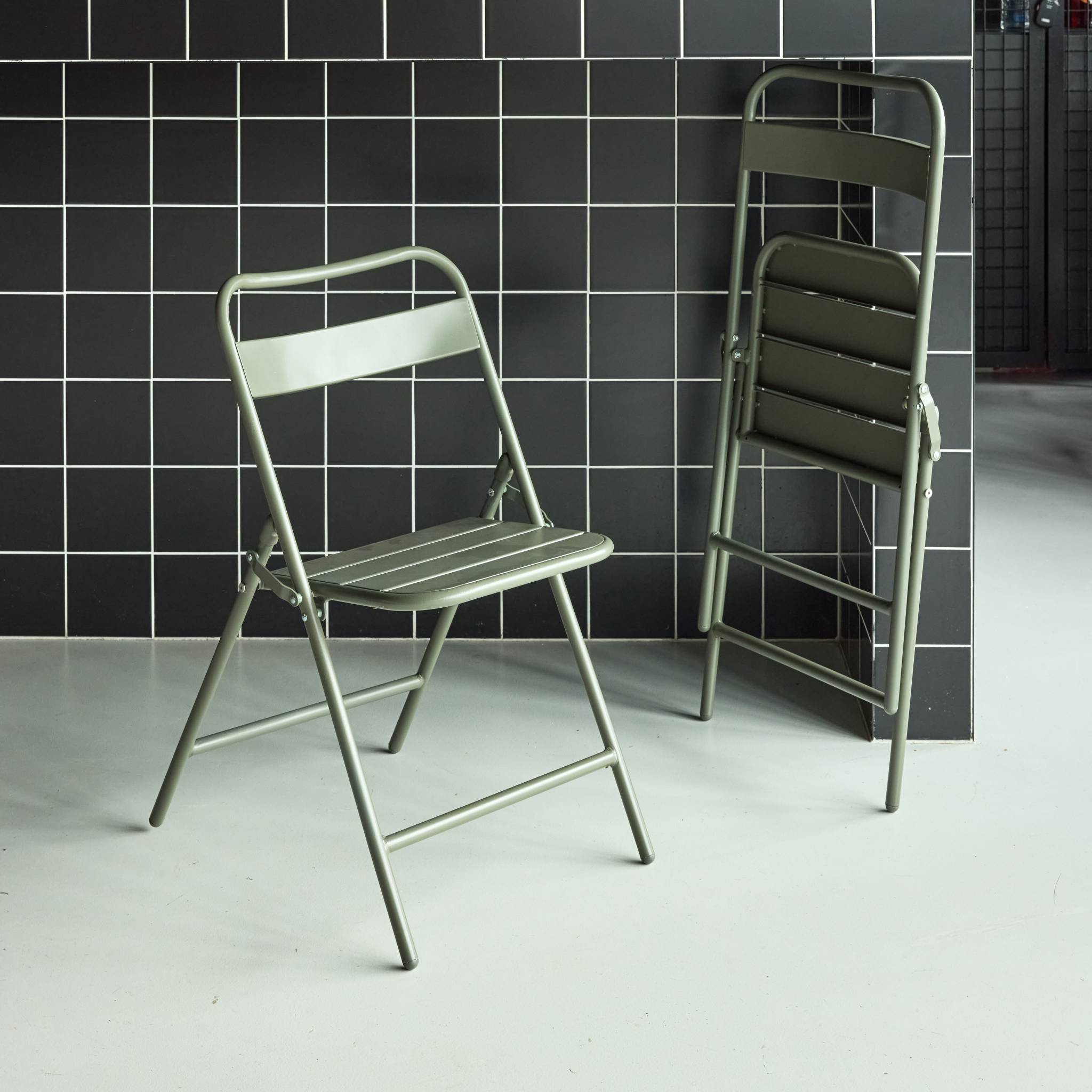 Chaise de jardin pliante acier (lot de 2) AMÉLIA