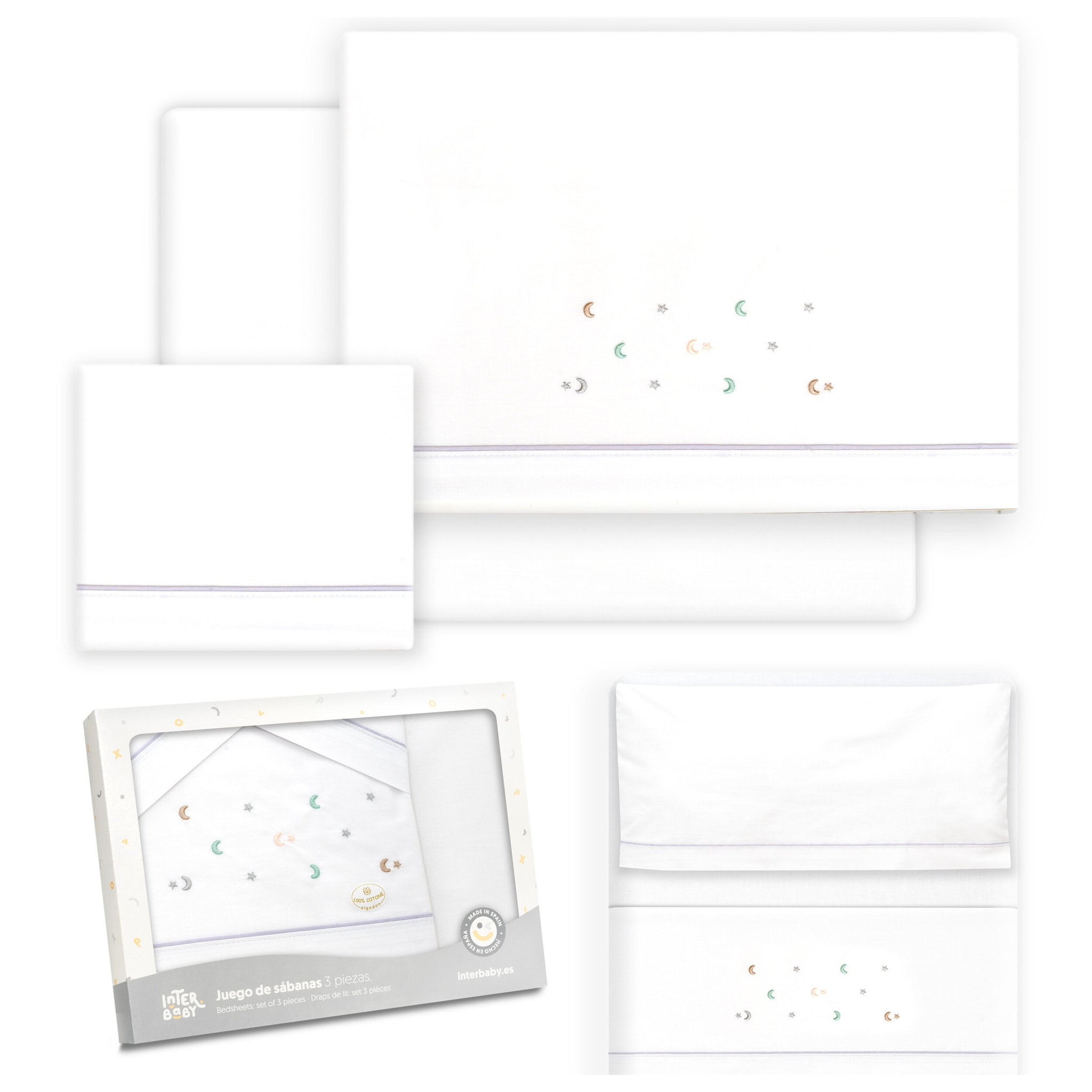 Triptico Minicuna Estrella Luna Multicolor Bco/Gris