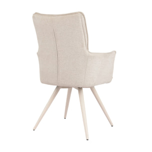 Chaise pivotante 180° avec accoudoirs tissu doux et pieds métal - TOMA