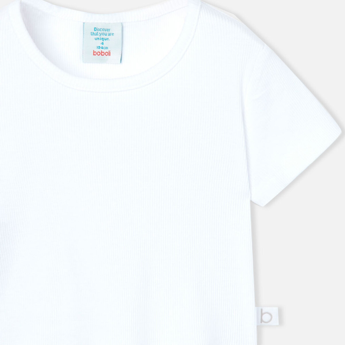 Camiseta niÃ±a, canalÃ© lisa, mangas cortas, blanco