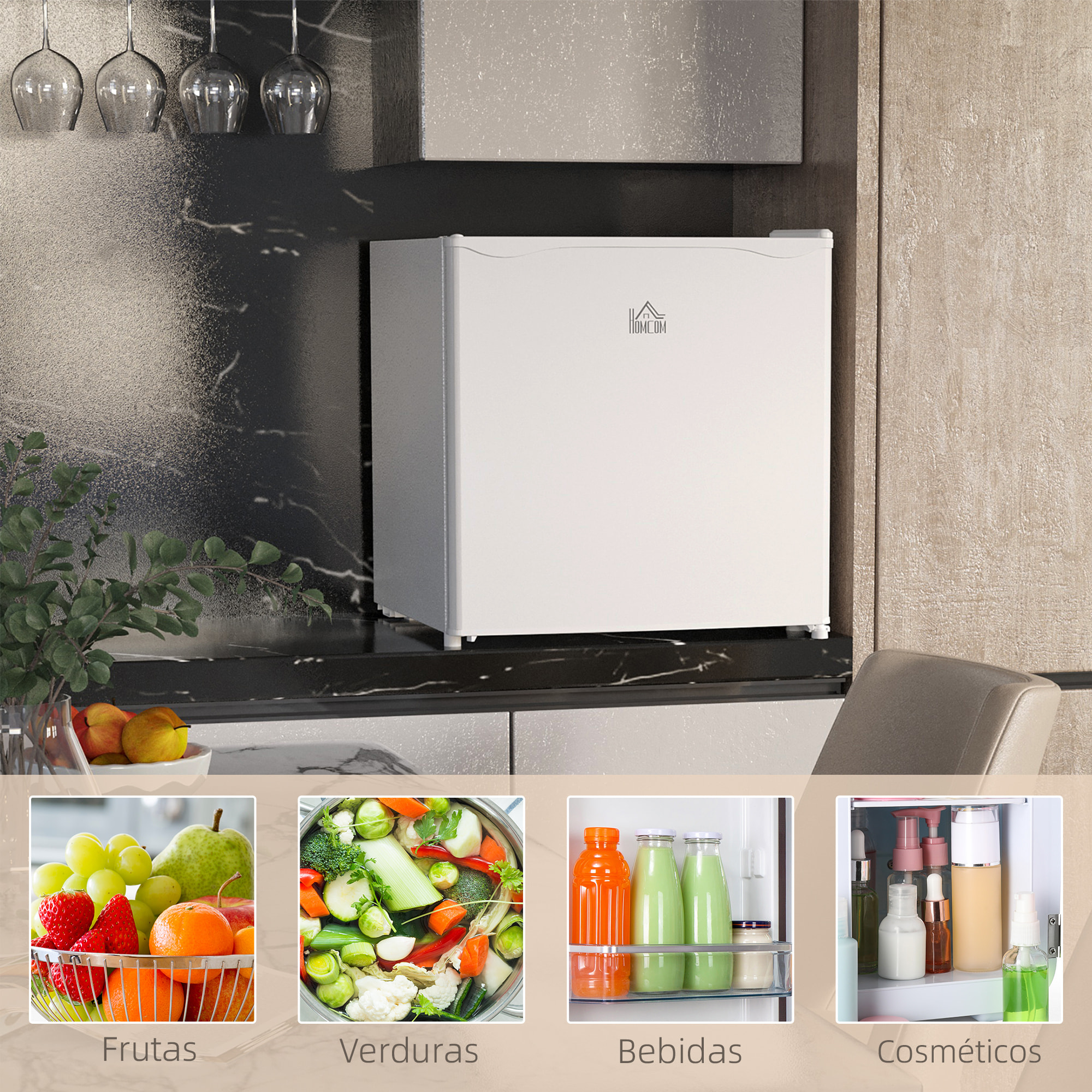 Mini Nevera Silenciosa 46 L Clase E Frigorífico Pequeño Nevera Pequeña con Temperatura Regulable y Puerta Reversible Bajo Nivel de Ruido y Consumo 48x44x49 cm Blanco