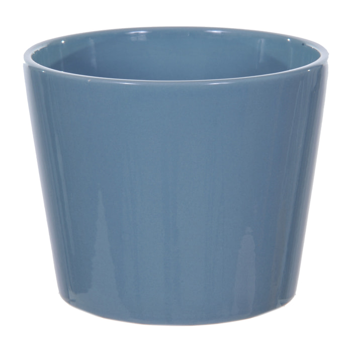 Vaso Cachepot In Ceramica. Larghezza 10 Cm - Pezzi 12 - 10X8,5X10cm - Colore: Blu - Bianchi Dino - Ceramica