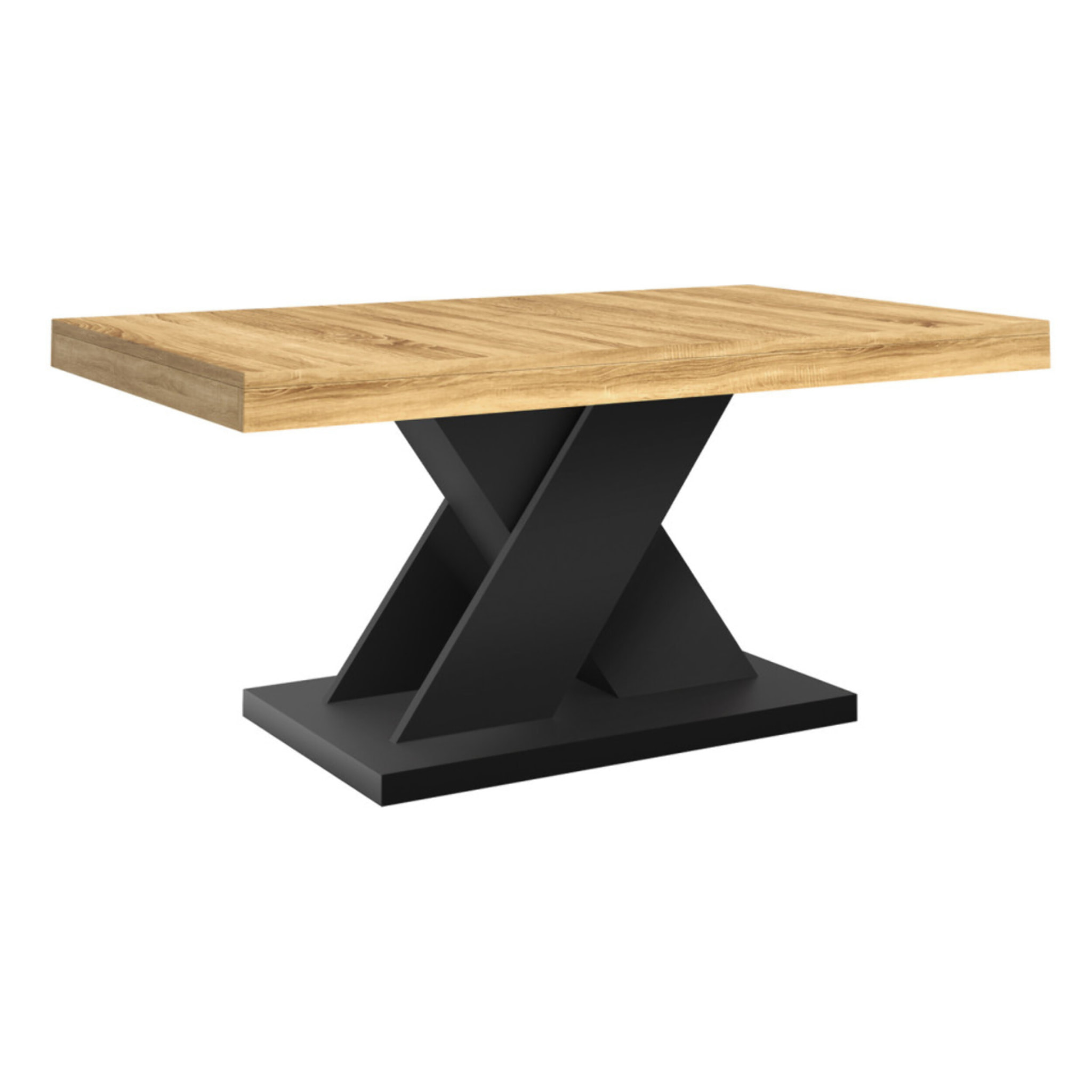 Table basse Alexia pieds croisés bois et noir