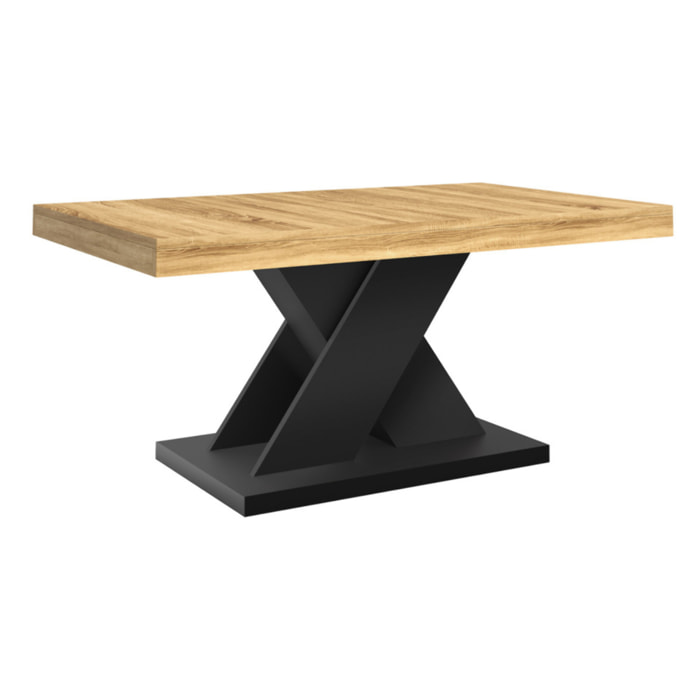 Table basse Alexia pieds croisés bois et noir