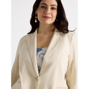 Fiorella Rubino - Americana mezcla de lino elástico - Blanco