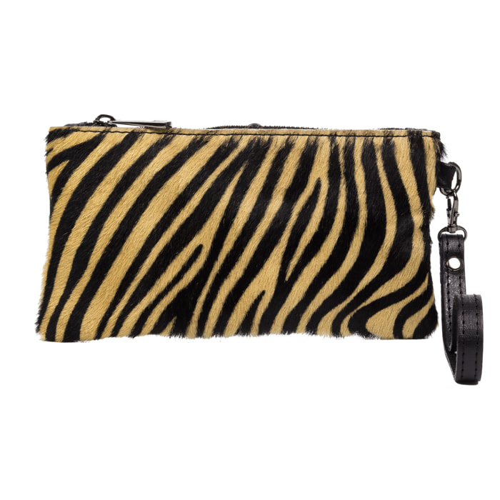 Fiorella Bolso de mano Mujer.Piel auténtica Sauvage Cavallino Tigre