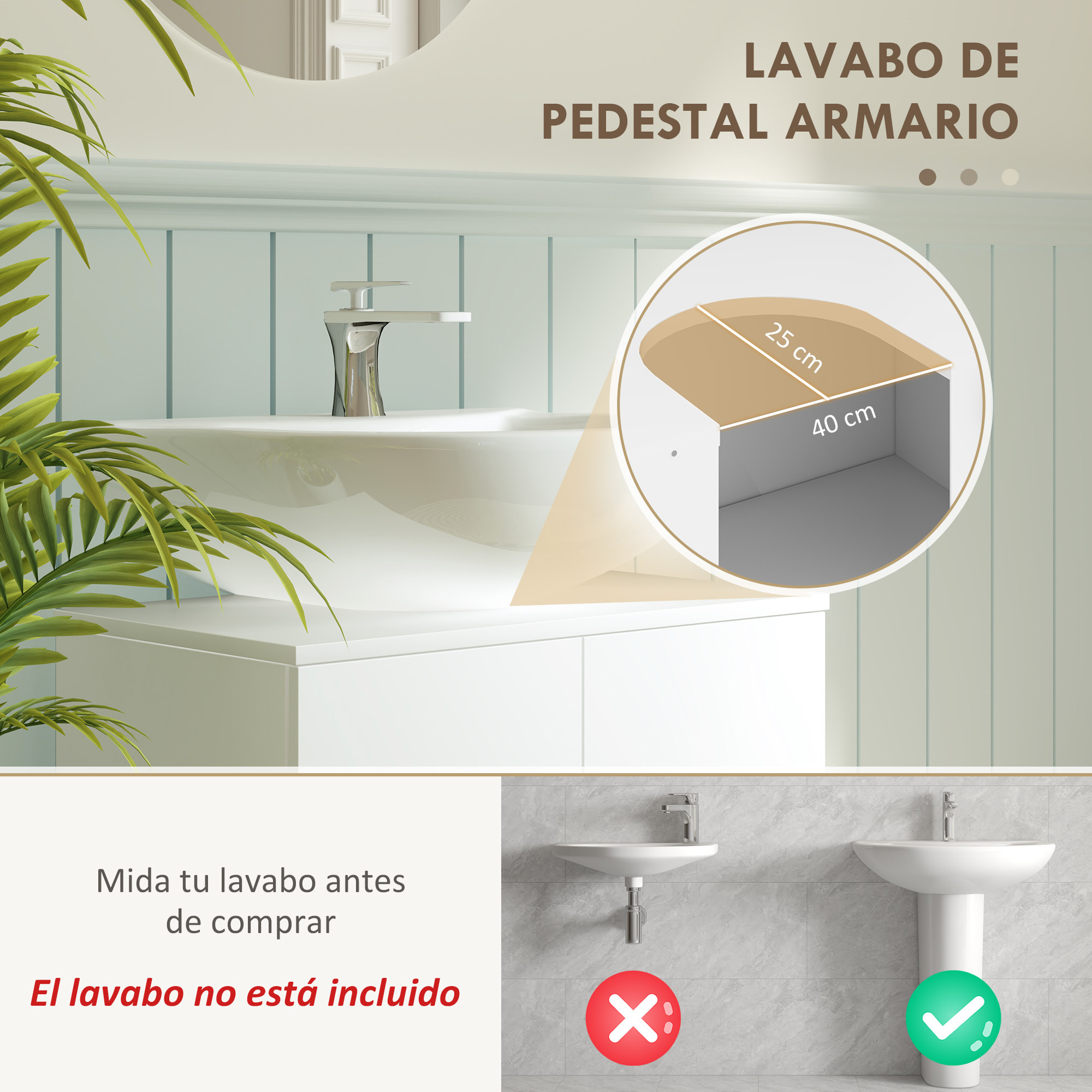 Mueble para Debajo del Lavabo Mueble bajo Lavabo Mueble de Lavabo con Pie con 2 Puertas 2 Estantes y Sistema Antivuelco para Cuarto Baño 60x35x60 cm Blanco