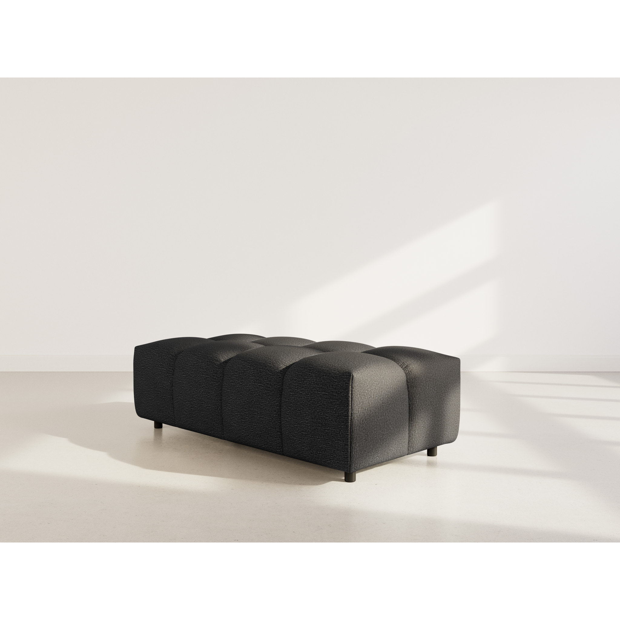 Adelaide - canapé d'angle réversible 4 places avec pouf d'appoint en tissu texturé - Noir