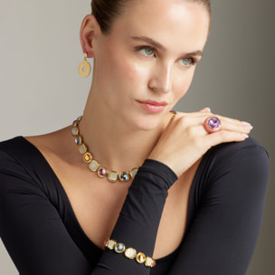 Pulsera de Cristal Multicolor acabada en oro amarillo de 18K