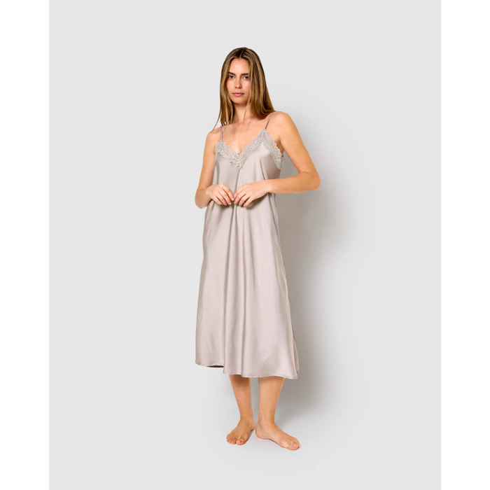 Camisón midi satén gris