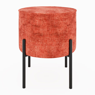 Abel – Pouf rond en velours ocre pieds en métal