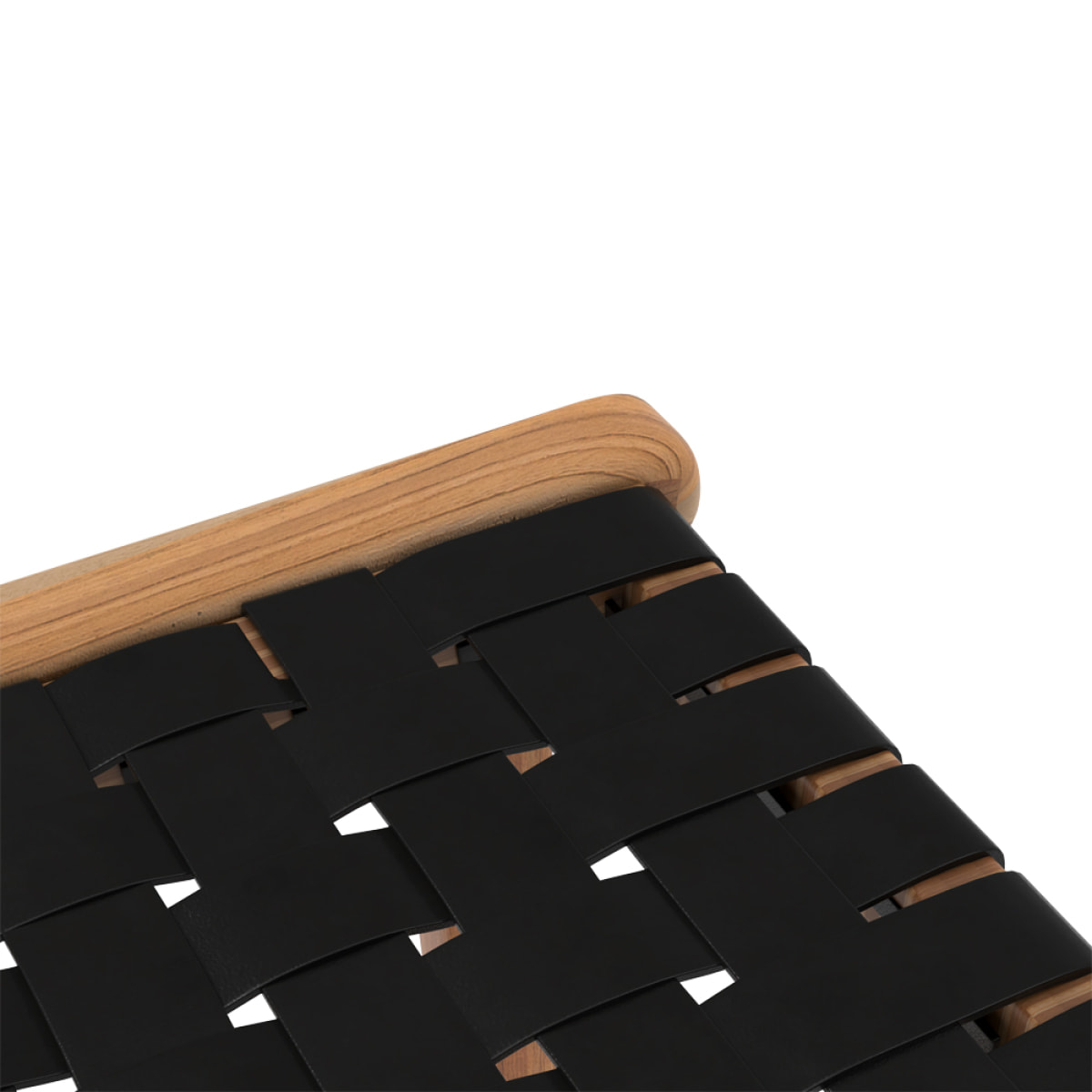 Tabouret pour îlot central 68 cm en teck et cuir tressé noir - Kuna