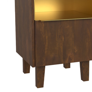 Table de chevet en bois et métal, 1 tiroir et 1 porte  - Taiko