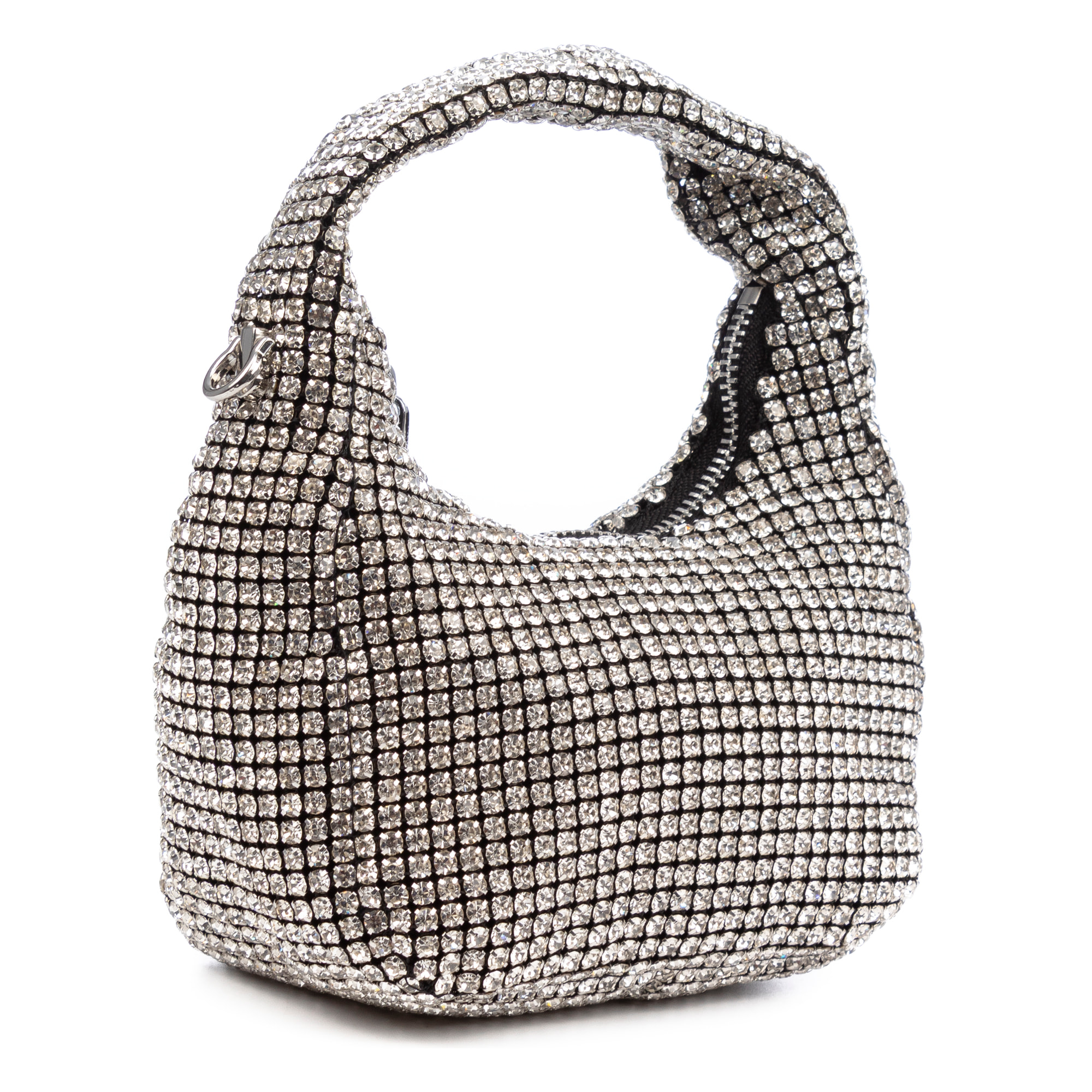 Baganza bolso de mano de fiesta con pedrería de circonitas grado 5A, diseño diamante efecto brillante.