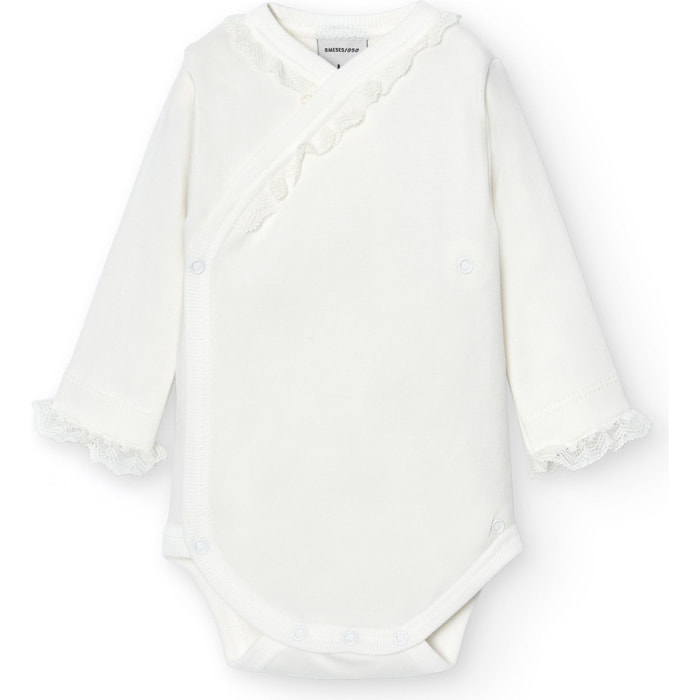 Body cruzado bebé manga larga puntilla