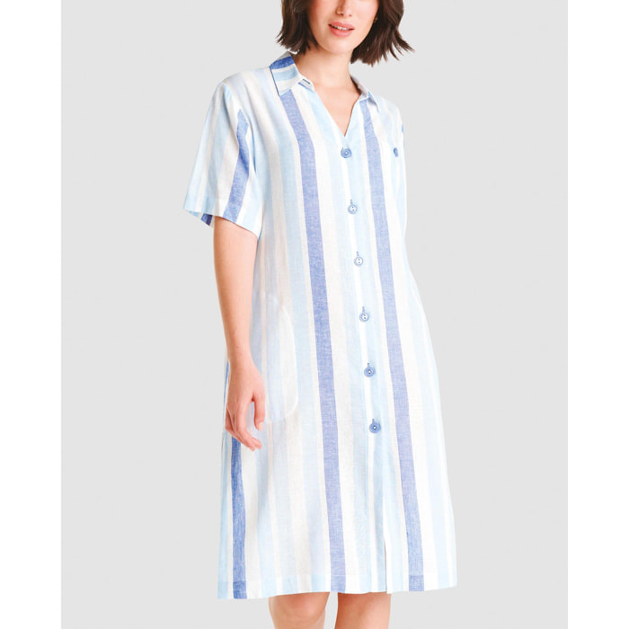 Vestido Rayas Abierto Botones