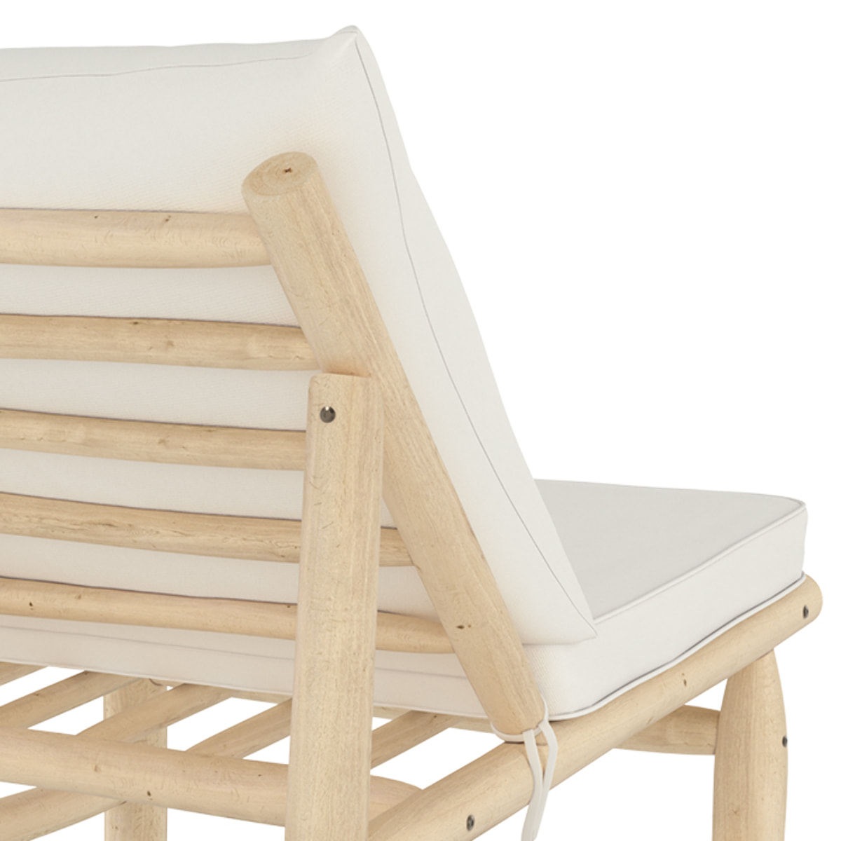 Fauteuil de jardin en teck et coussins blanc cassé - Makam