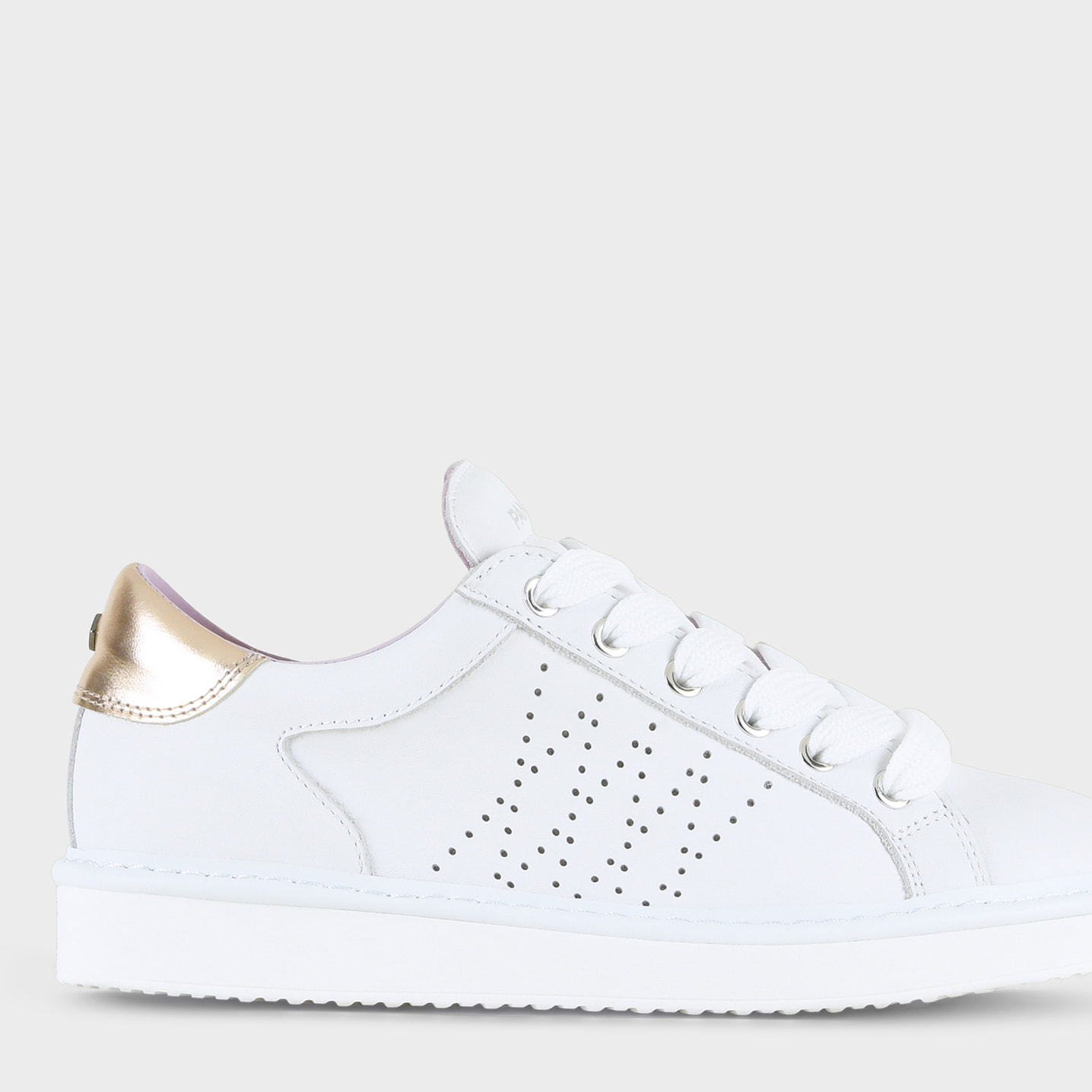 ZAPATO CON CORDONES MUJER P01 DE PIEL Y PIEL EFECTO ESPEJO BLANCO ROSE GOLD