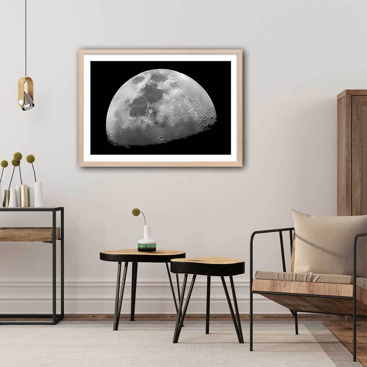 Affiche paysage La lune Affiche + cadre en bois - Chêne