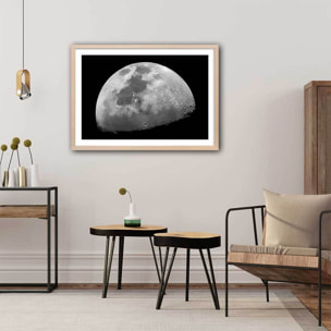 Affiche paysage La lune Affiche + cadre en bois - Chêne